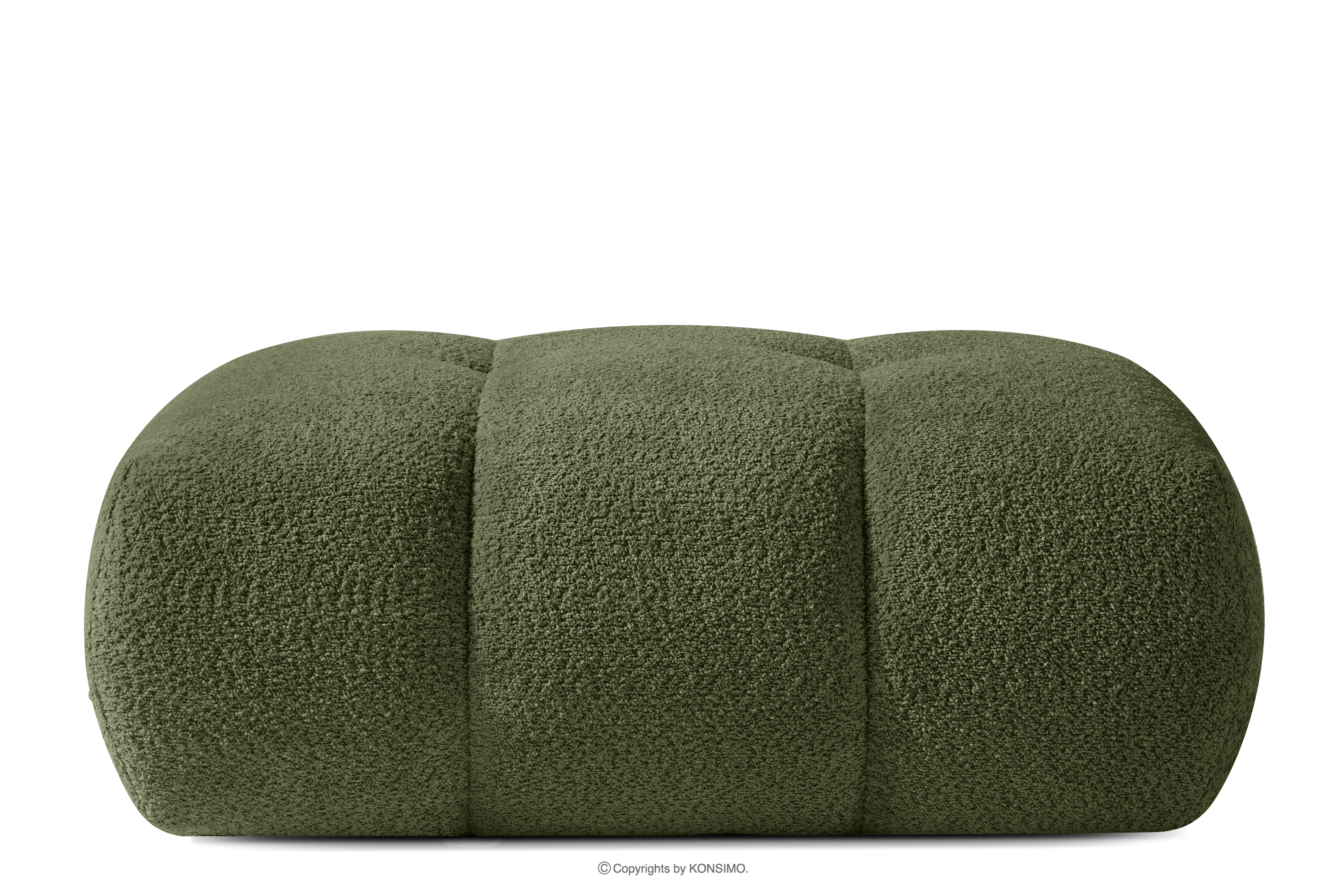 Sitzhocker im Japandi-Stil aus Bouclé in Oliv