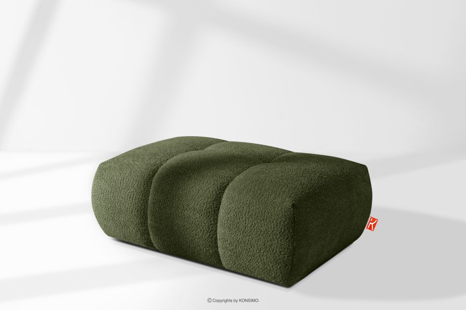 LIRA Sitzhocker im Japandi-Stil aus Bouclé in Oliv olivgrün - Foto 7