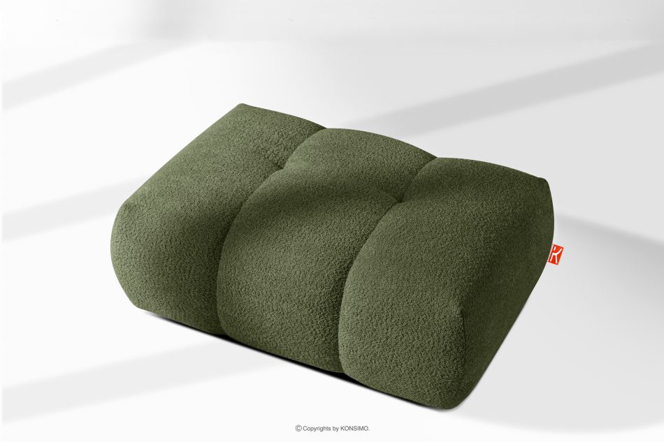 LIRA Sitzhocker im Japandi-Stil aus Bouclé in Oliv olivgrün - Foto 8