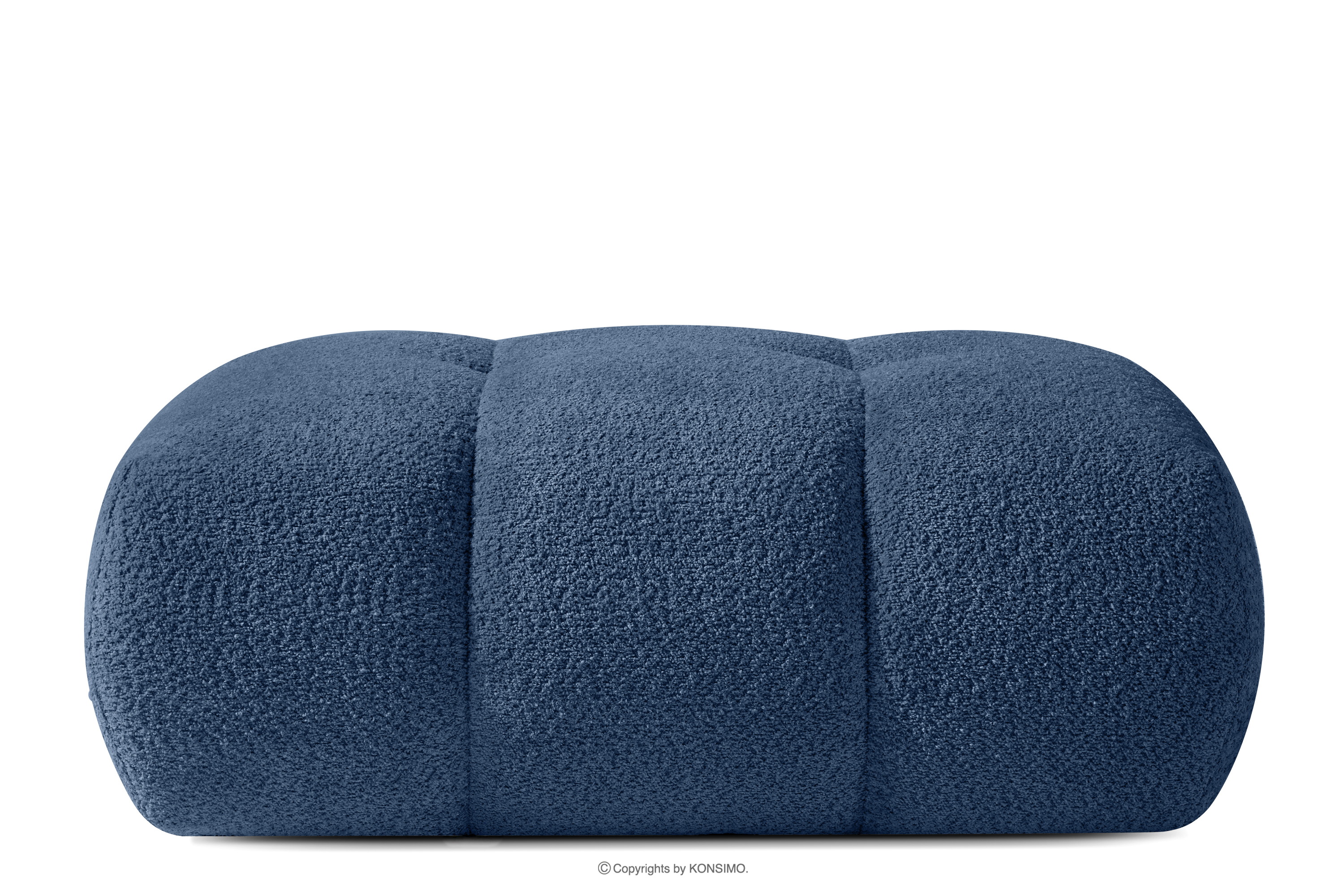 Sitzhocker im Japandi-Stil aus Bouclé in Marineblau