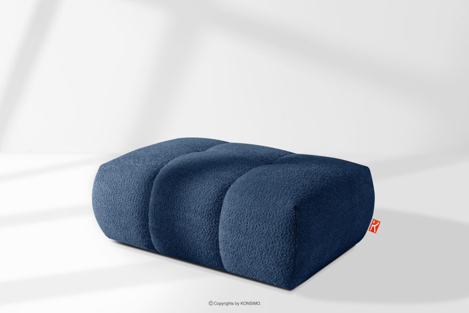 LIRA Sitzhocker im Japandi-Stil aus Bouclé in Marineblau dunkelblau - Foto 7