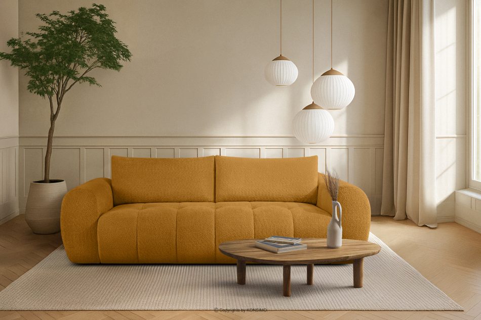 LIRA Bouclé-Sofa im Japandi-Stil in Honig honigfarben - Foto 21