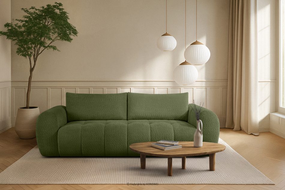 LIRA Bouclé-Sofa im Japandi-Stil in Oliv olivgrün - Foto 21