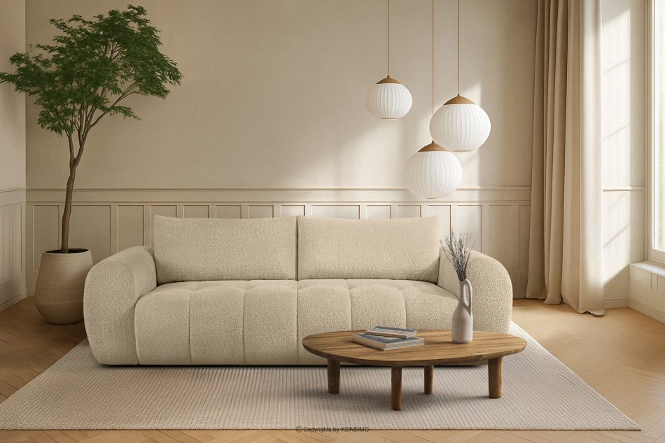 LIRA Dreisitziges Sofa aus Bouclé-Stoff in Hellbeige hellbeige - Foto 21