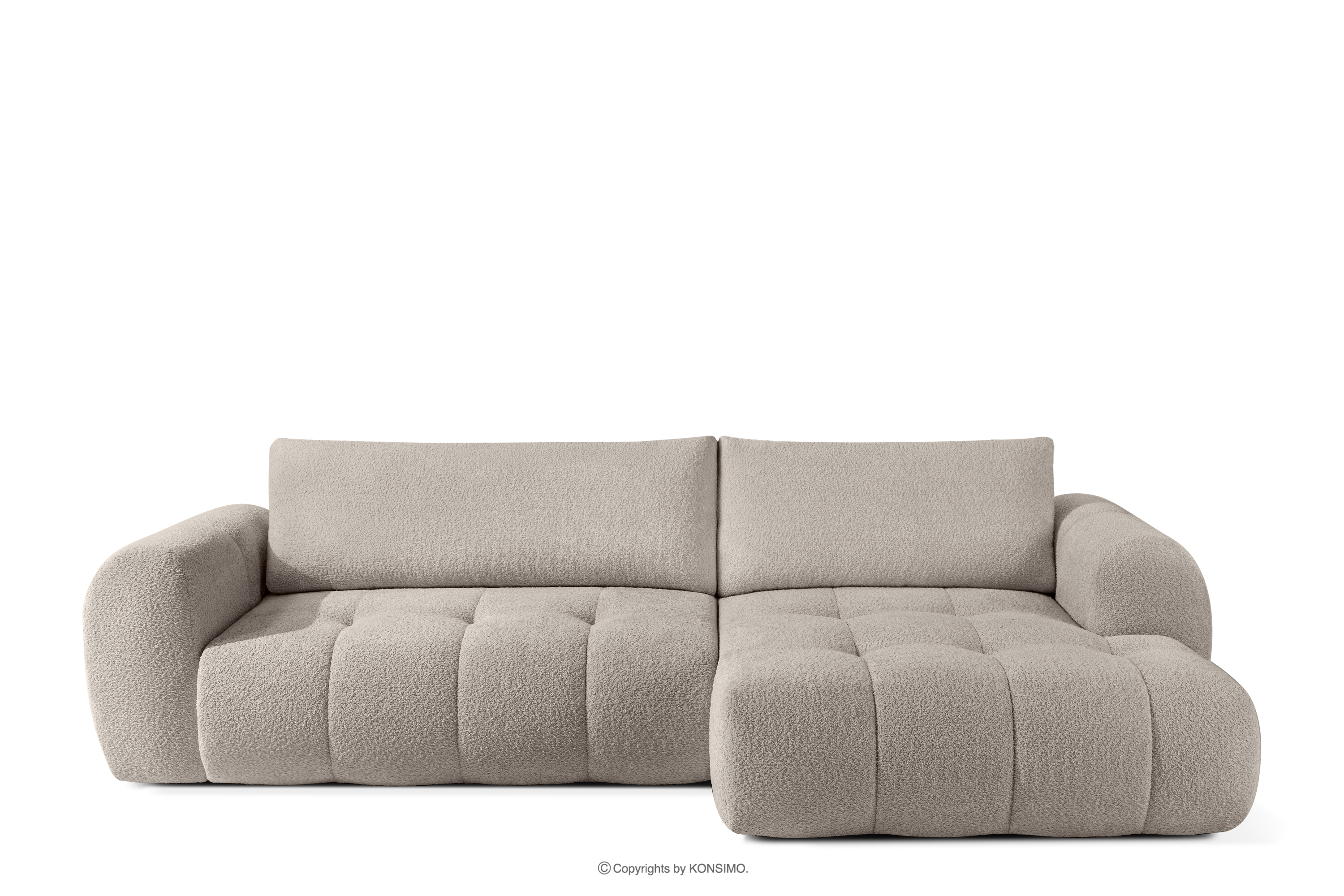 Ecksofa aus Bouclé-Stoff in Grau, rechts