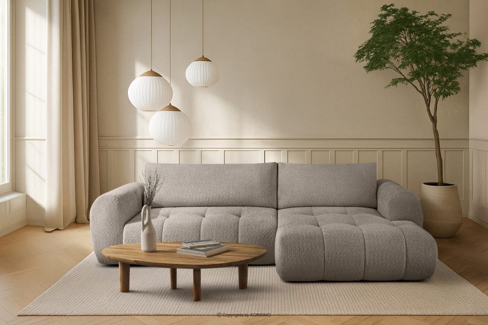 LIRA Ecksofa aus Bouclé-Stoff in Grau, rechts grau - Foto 21