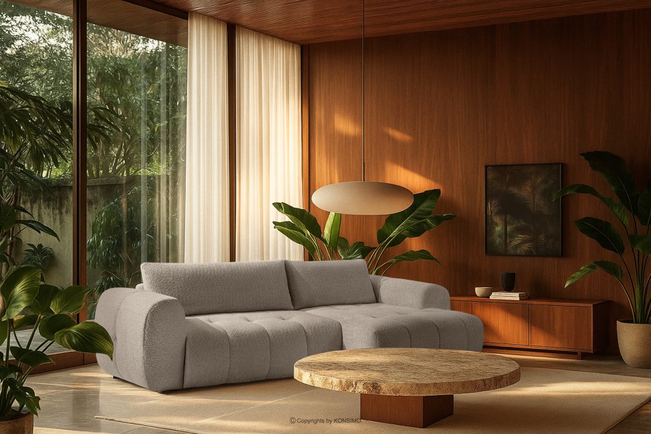 LIRA Ecksofa aus Bouclé-Stoff in Grau, rechts grau - Foto 22