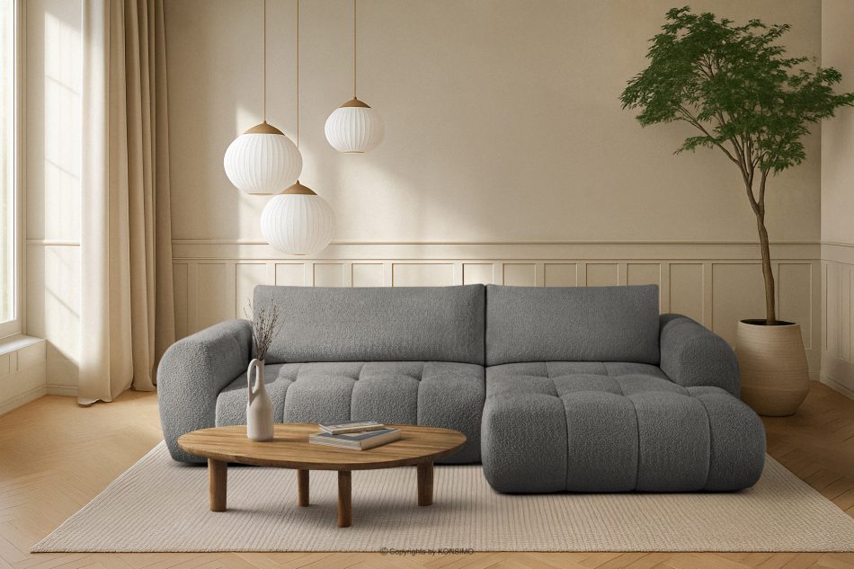 LIRA Ecksofa Boucle im Japandi-Stil dunkelgrau rechts dunkelgrau - Foto 21