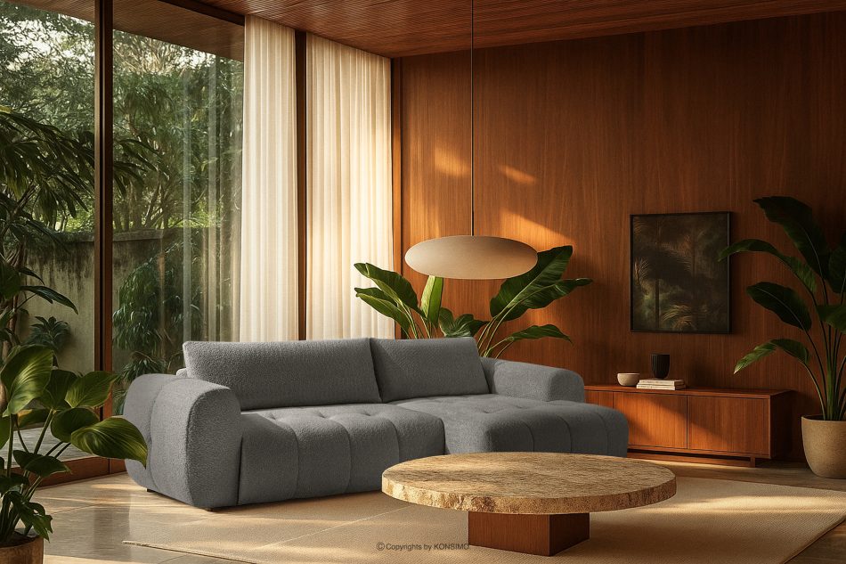 LIRA Ecksofa Boucle im Japandi-Stil dunkelgrau rechts dunkelgrau - Foto 22