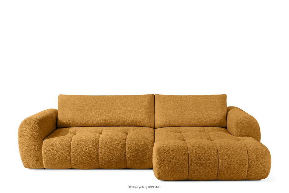 LIRA Ecksofa im Japandi-Stil aus Bouclé in Honig, rechts honigfarben - Foto 0