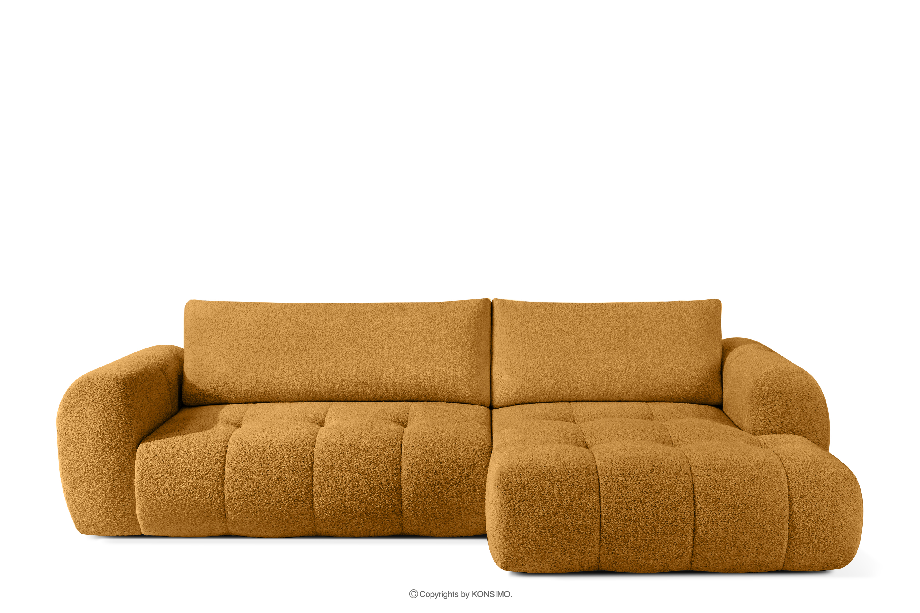 Ecksofa im Japandi-Stil aus Bouclé in Honig, rechts