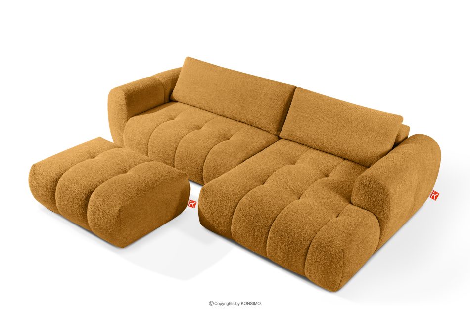 LIRA Ecksofa im Japandi-Stil aus Bouclé in Honig, rechts honigfarben - Foto 6