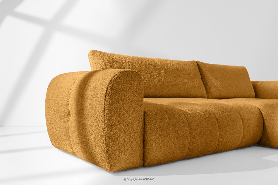 LIRA Ecksofa im Japandi-Stil aus Bouclé in Honig, rechts honigfarben - Foto 13
