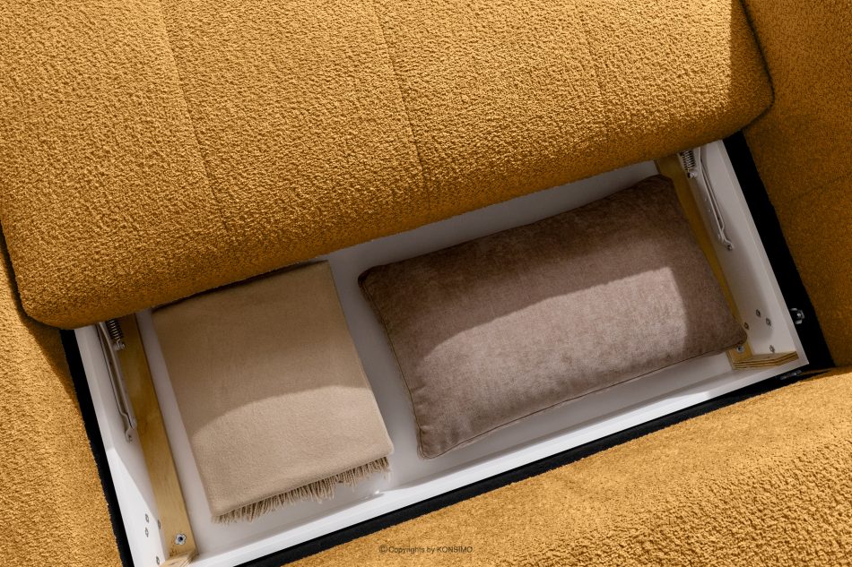 LIRA Ecksofa im Japandi-Stil aus Bouclé in Honig, rechts honigfarben - Foto 16