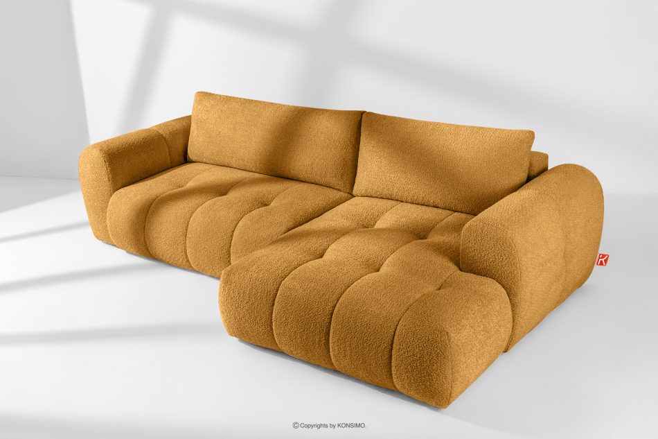 LIRA Ecksofa im Japandi-Stil aus Bouclé in Honig, rechts honigfarben - Foto 1