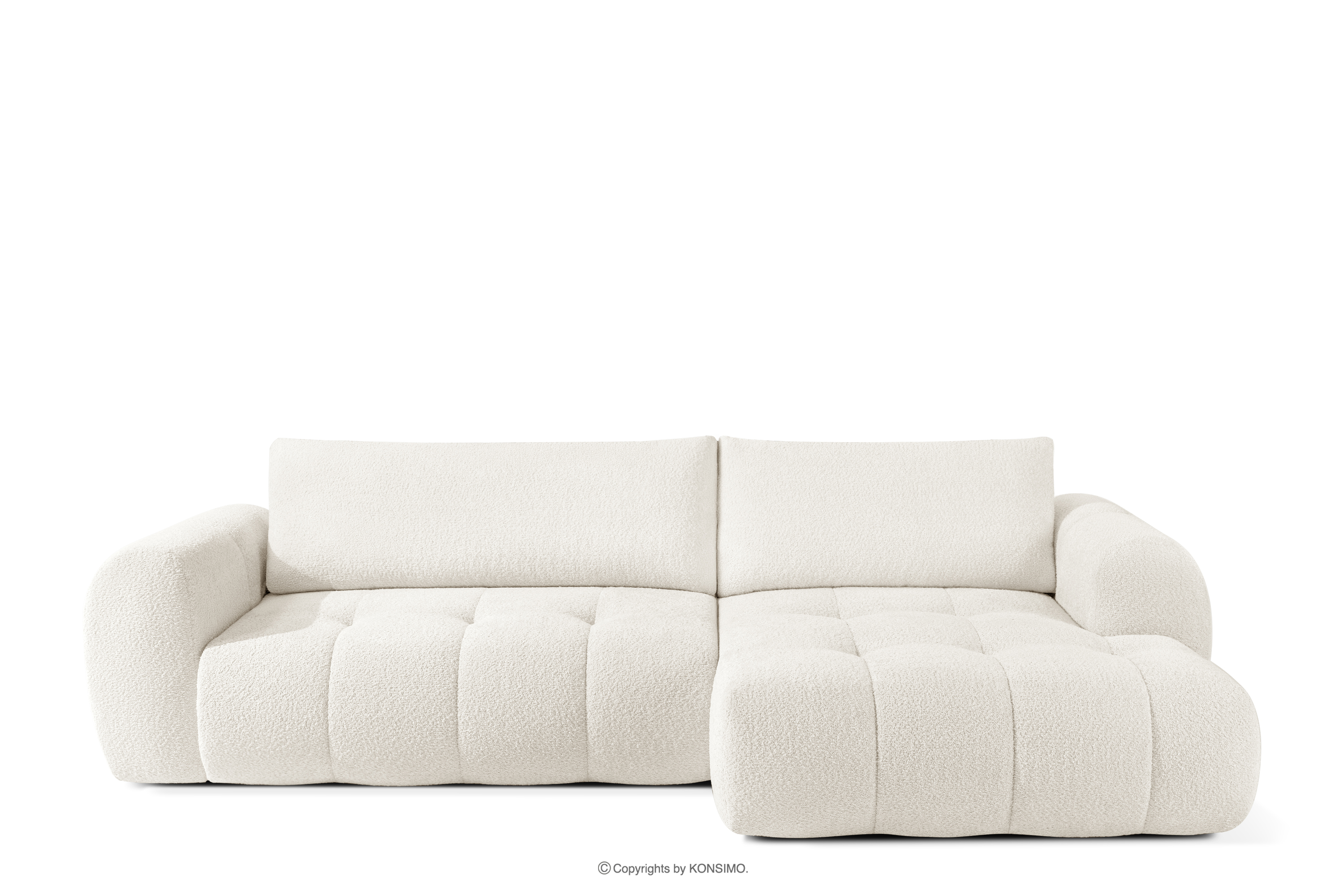 Ecksofa aus Bouclé-Stoff in Weiß, rechts