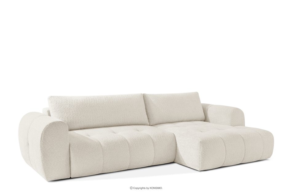 LIRA Ecksofa aus Bouclé-Stoff in Weiß, rechts weiß - Foto 2