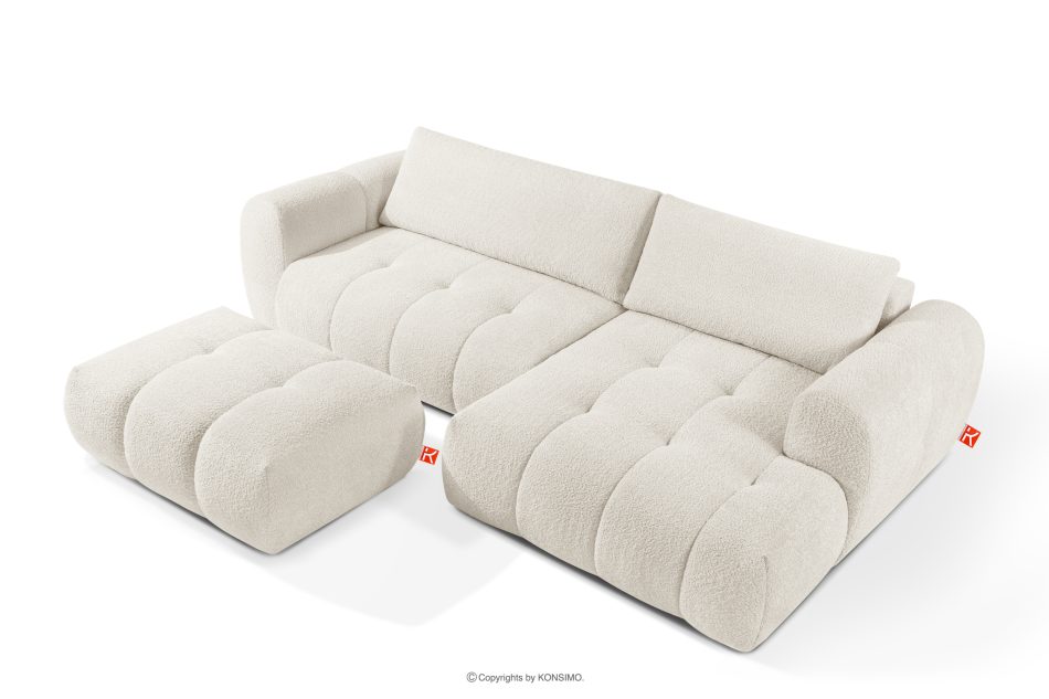 LIRA Ecksofa aus Bouclé-Stoff in Weiß, rechts weiß - Foto 6