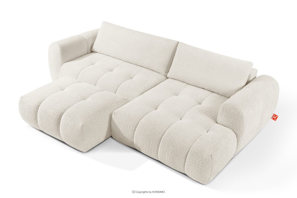 LIRA Ecksofa aus Bouclé-Stoff in Weiß, rechts weiß - Foto 7