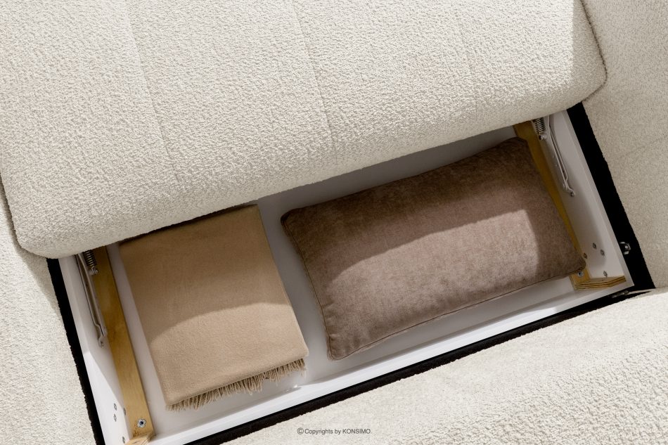 LIRA Ecksofa aus Bouclé-Stoff in Weiß, rechts weiß - Foto 16