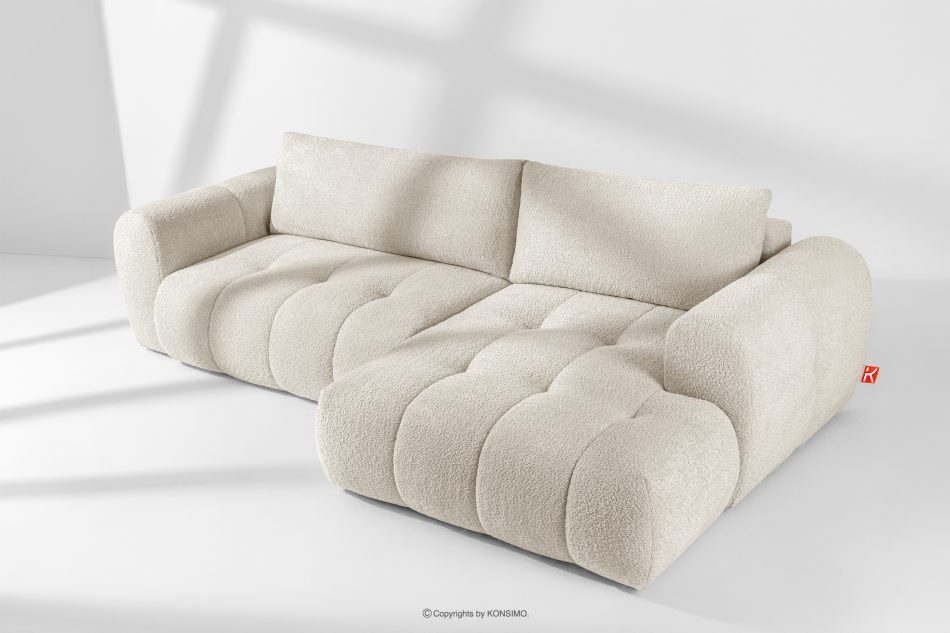 LIRA Ecksofa aus Bouclé-Stoff in Weiß, rechts weiß - Foto 1