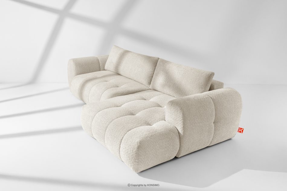 LIRA Ecksofa aus Bouclé-Stoff in Weiß, rechts weiß - Foto 18