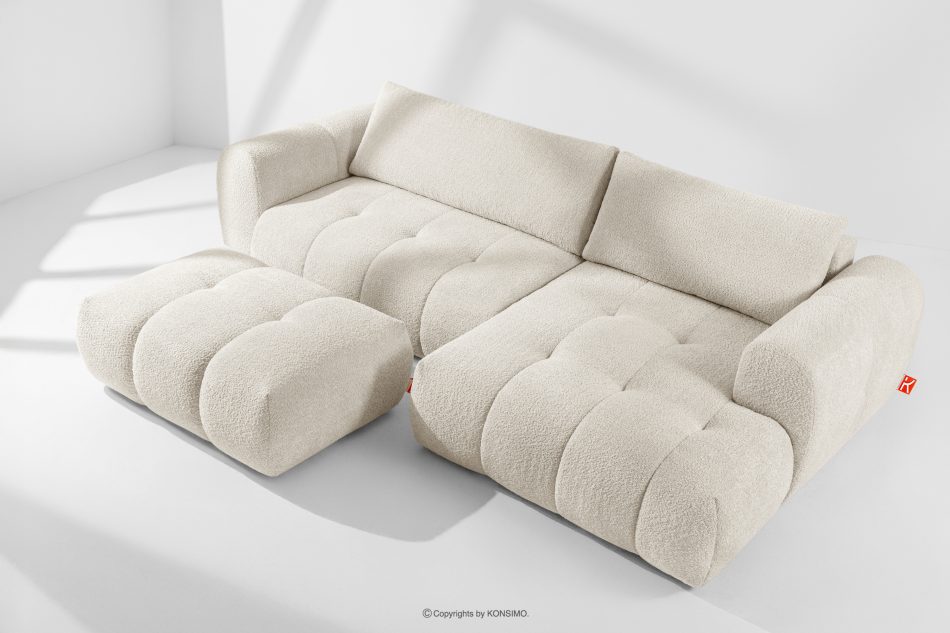 LIRA Ecksofa aus Bouclé-Stoff in Weiß, rechts weiß - Foto 19