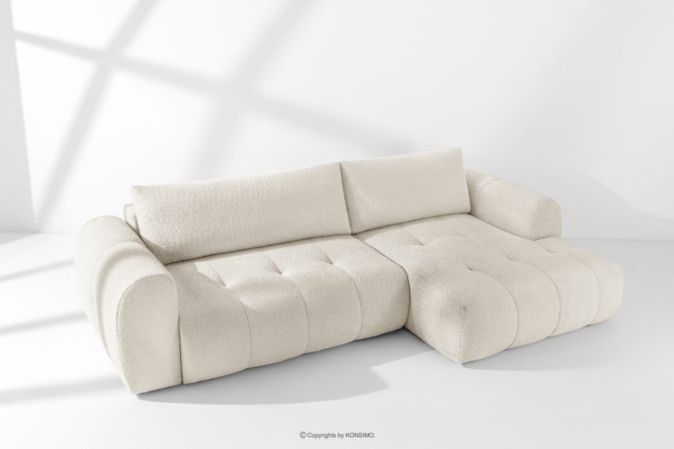 LIRA Ecksofa aus Bouclé-Stoff in Weiß, rechts weiß - Foto 20