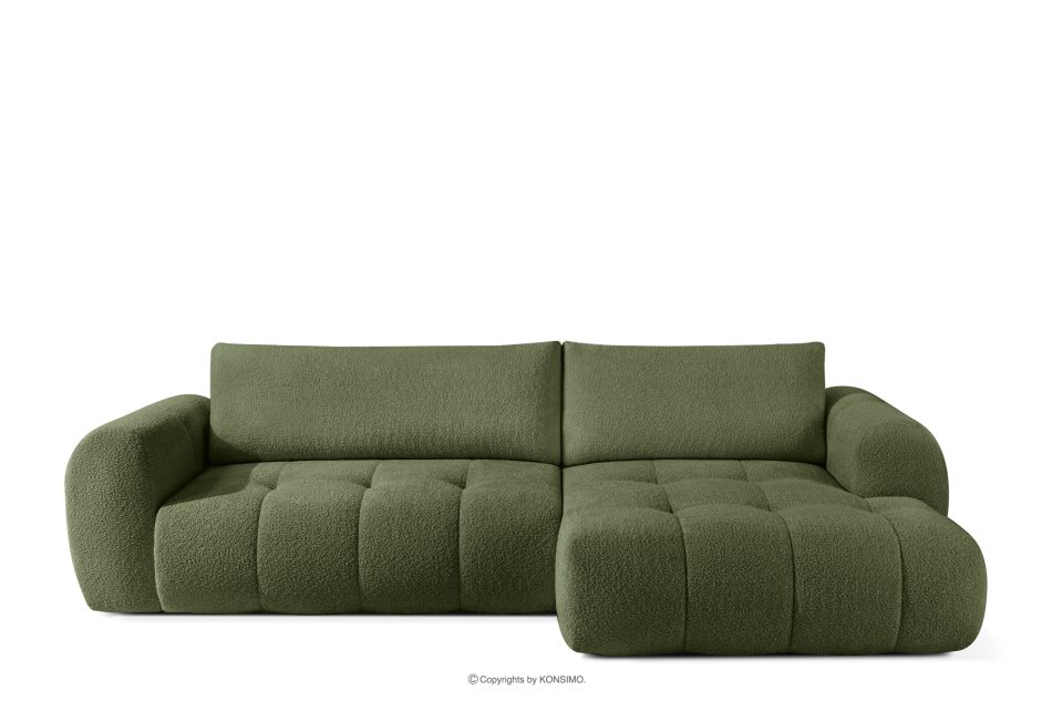 LIRA Ecksofa im Japandi-Stil aus Bouclé in Oliv, rechts oliv - Foto 0