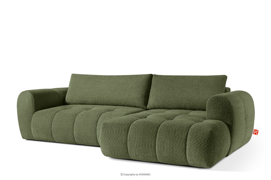 LIRA Ecksofa im Japandi-Stil aus Bouclé in Oliv, rechts oliv - Foto 3