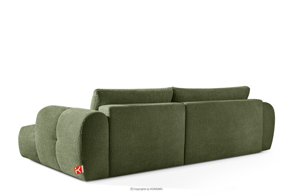 LIRA Ecksofa im Japandi-Stil aus Bouclé in Oliv, rechts oliv - Foto 4