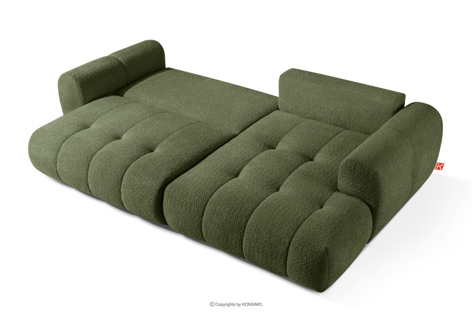 LIRA Ecksofa im Japandi-Stil aus Bouclé in Oliv, rechts oliv - Foto 5