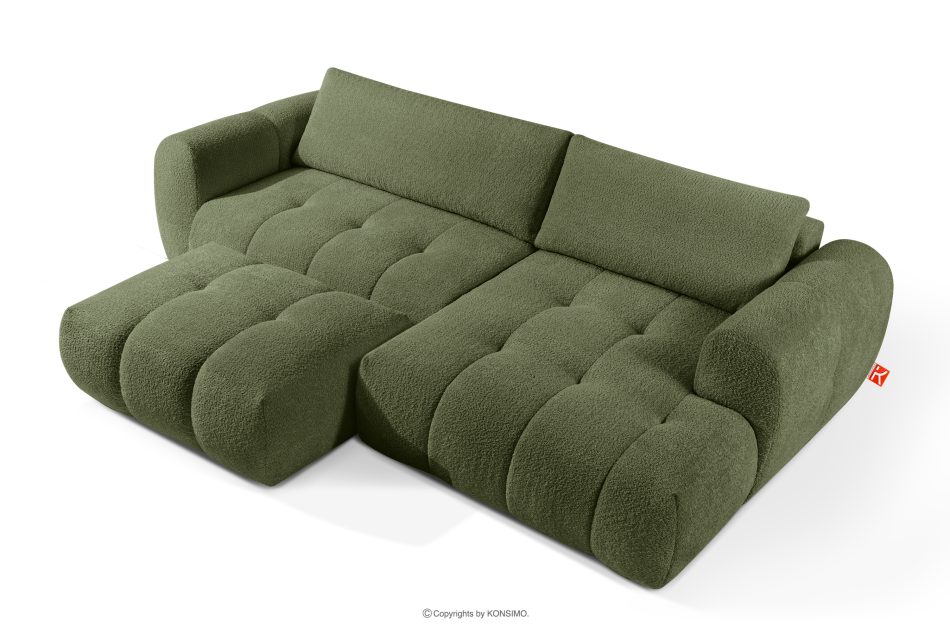 LIRA Ecksofa im Japandi-Stil aus Bouclé in Oliv, rechts oliv - Foto 7