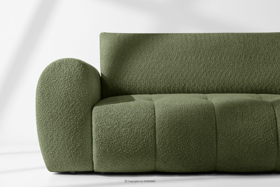 LIRA Ecksofa im Japandi-Stil aus Bouclé in Oliv, rechts oliv - Foto 8
