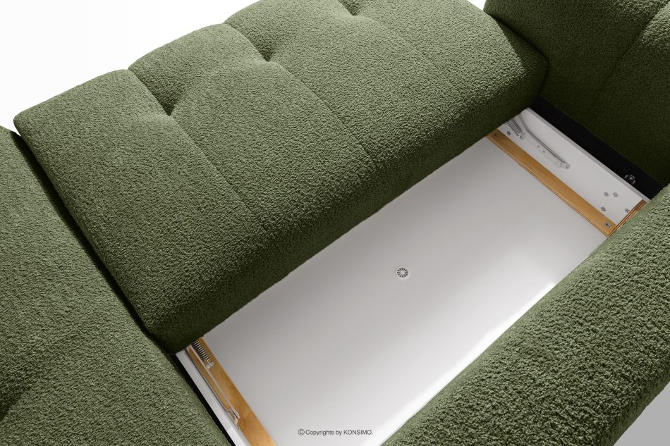 LIRA Ecksofa im Japandi-Stil aus Bouclé in Oliv, rechts oliv - Foto 15