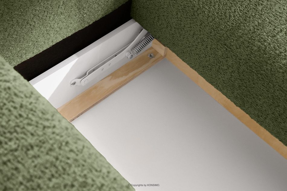 LIRA Ecksofa im Japandi-Stil aus Bouclé in Oliv, rechts oliv - Foto 17