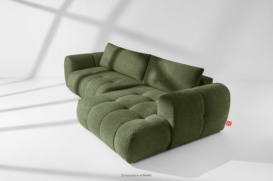 LIRA Ecksofa im Japandi-Stil aus Bouclé in Oliv, rechts oliv - Foto 18