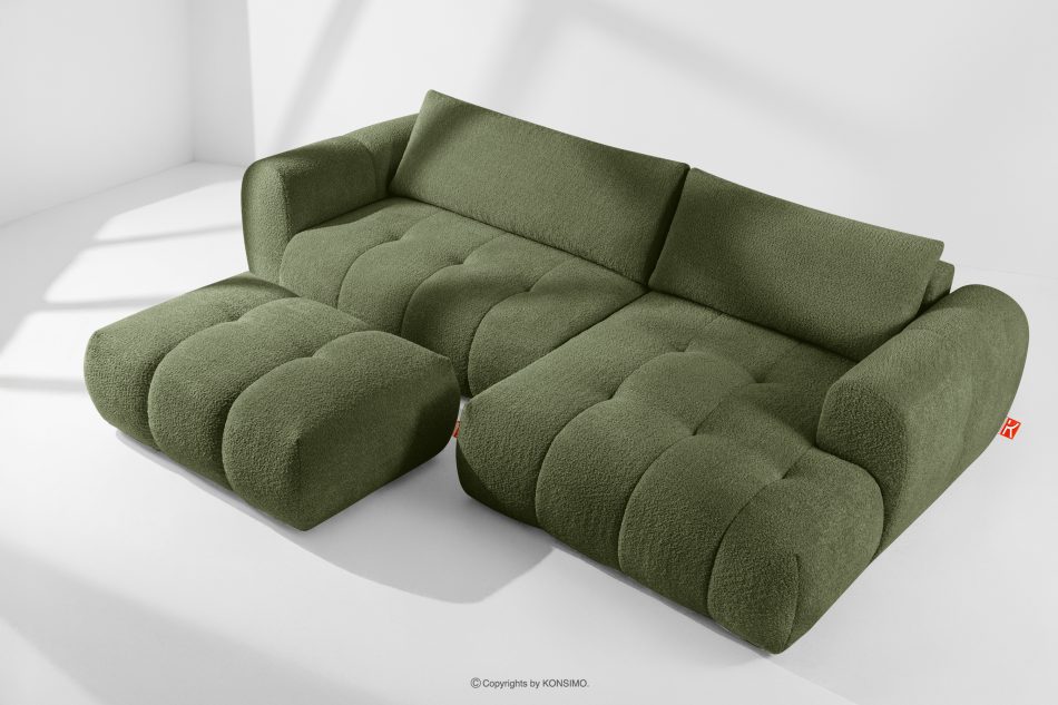 LIRA Ecksofa im Japandi-Stil aus Bouclé in Oliv, rechts oliv - Foto 19
