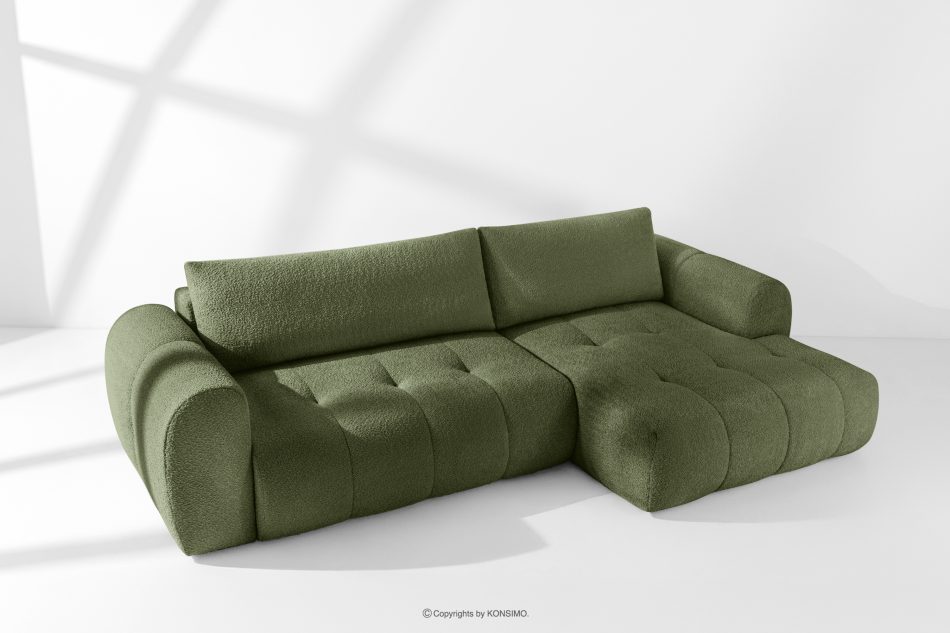 LIRA Ecksofa im Japandi-Stil aus Bouclé in Oliv, rechts oliv - Foto 20