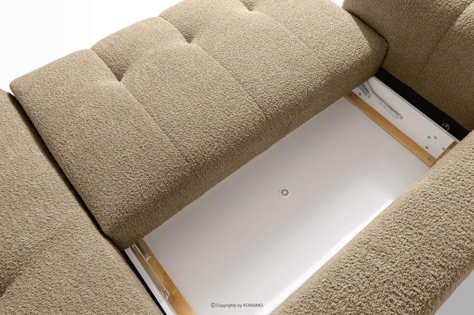 LIRA Ecksofa aus Bouclé-Stoff in Beige, rechts beige - Foto 15