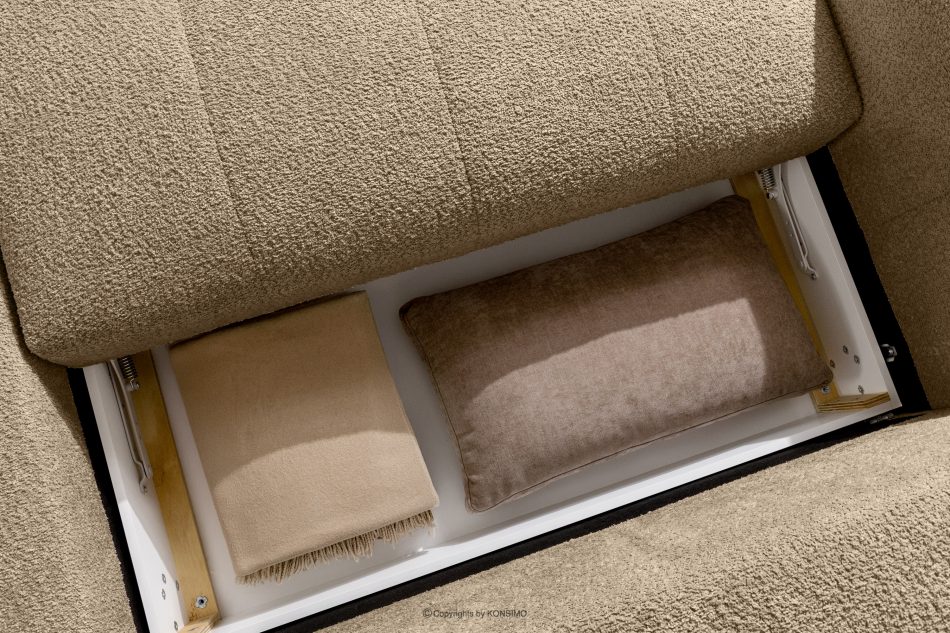 LIRA Ecksofa aus Bouclé-Stoff in Beige, rechts beige - Foto 16