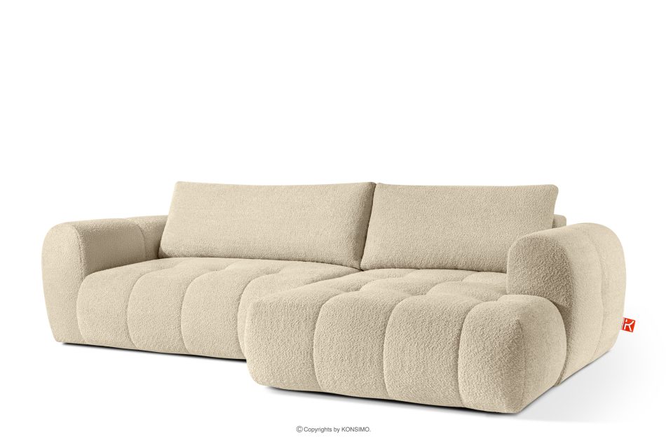 LIRA Ecksofa aus Bouclé-Stoff in Hellbeige, rechts hellbeige - Foto 3