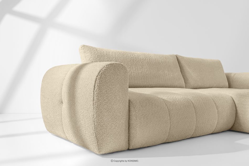 LIRA Ecksofa aus Bouclé-Stoff in Hellbeige, rechts hellbeige - Foto 13