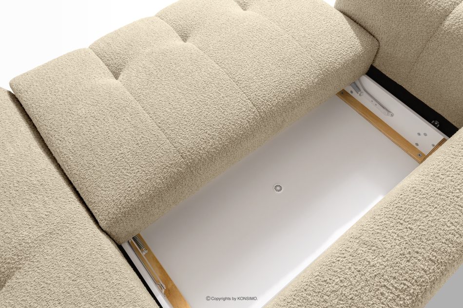 LIRA Ecksofa aus Bouclé-Stoff in Hellbeige, rechts hellbeige - Foto 15