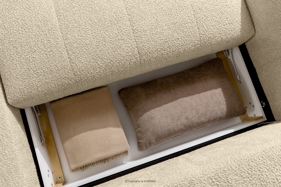 LIRA Ecksofa aus Bouclé-Stoff in Hellbeige, rechts hellbeige - Foto 16