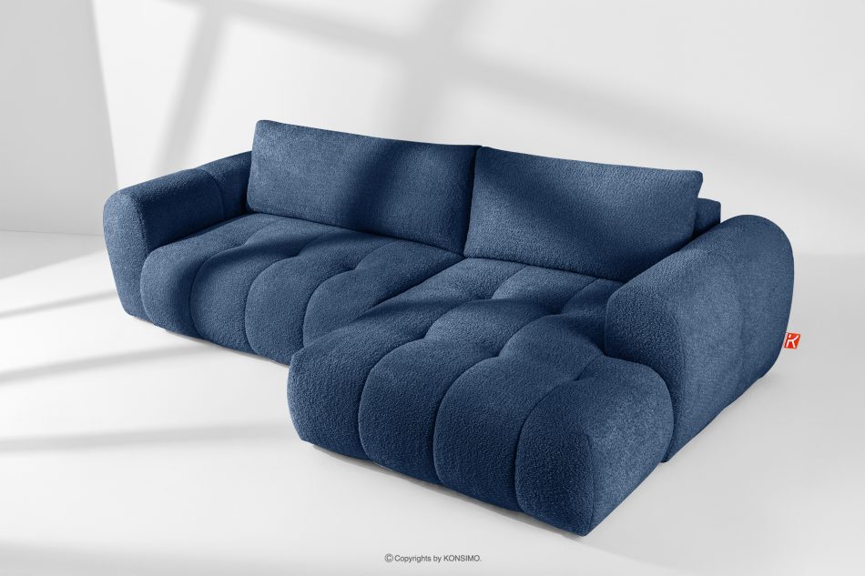 LIRA Ecksofa Boucle im Japandi-Stil marineblau rechts marineblau - Foto 1