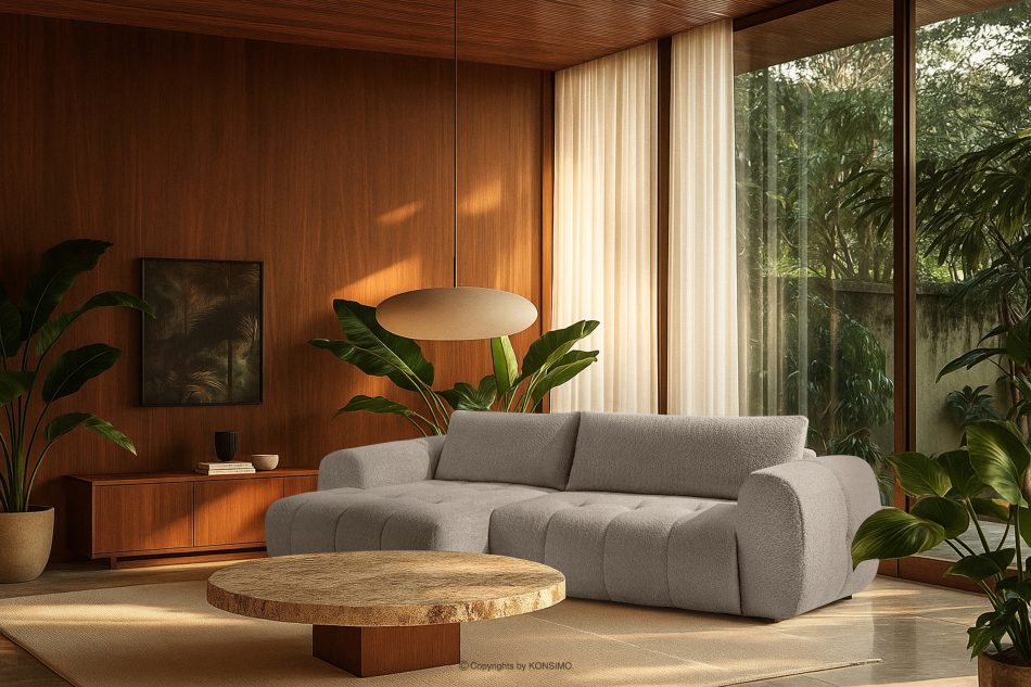 LIRA Ecksofa aus Bouclé-Stoff grau links grau - Foto 22