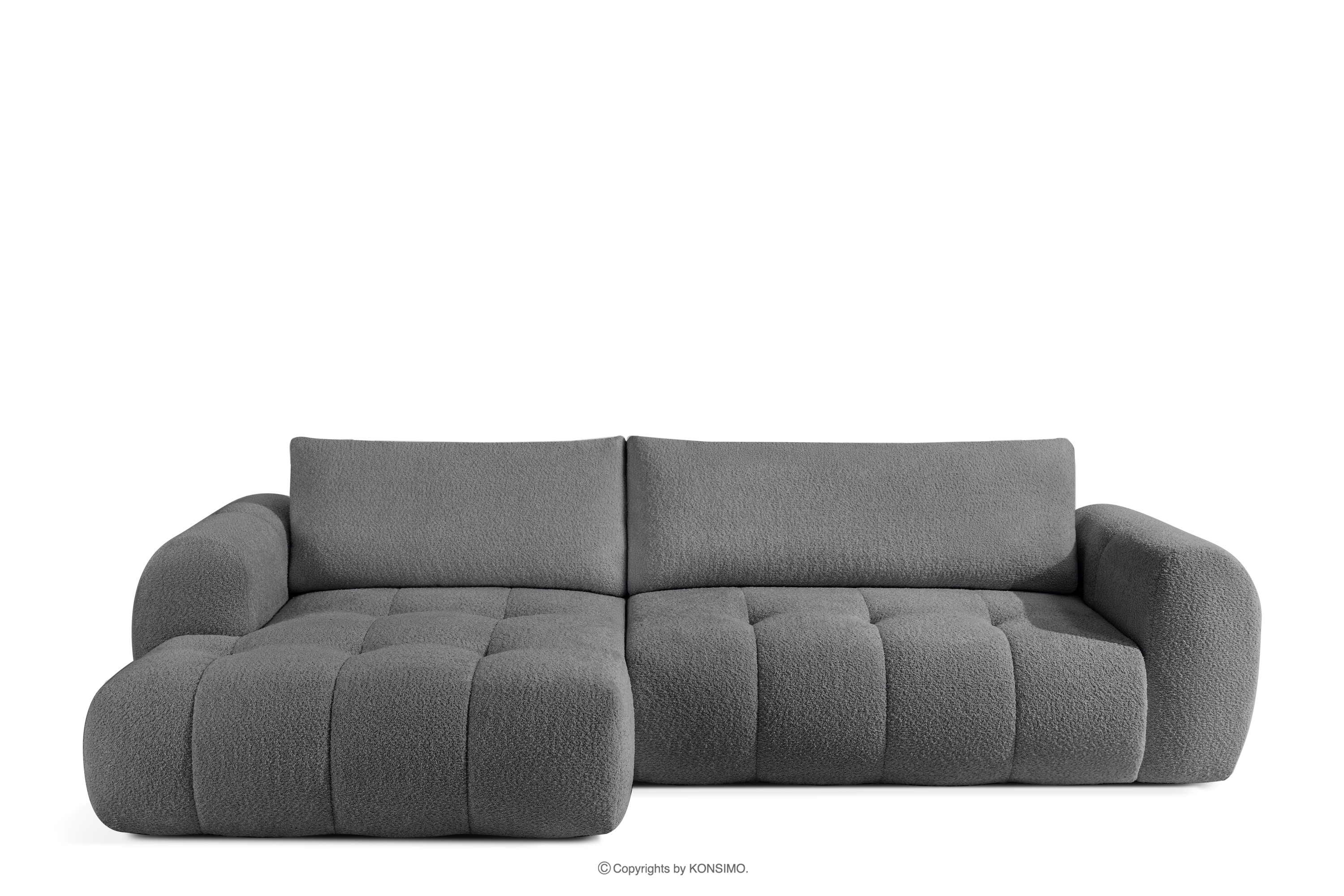 Ecksofa Boucle im Japandi-Stil dunkelgrau links LIRA