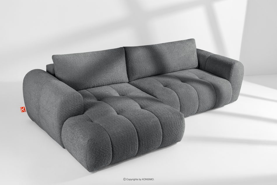 LIRA Ecksofa Boucle im Japandi-Stil dunkelgrau links dunkelgrau - Foto 1