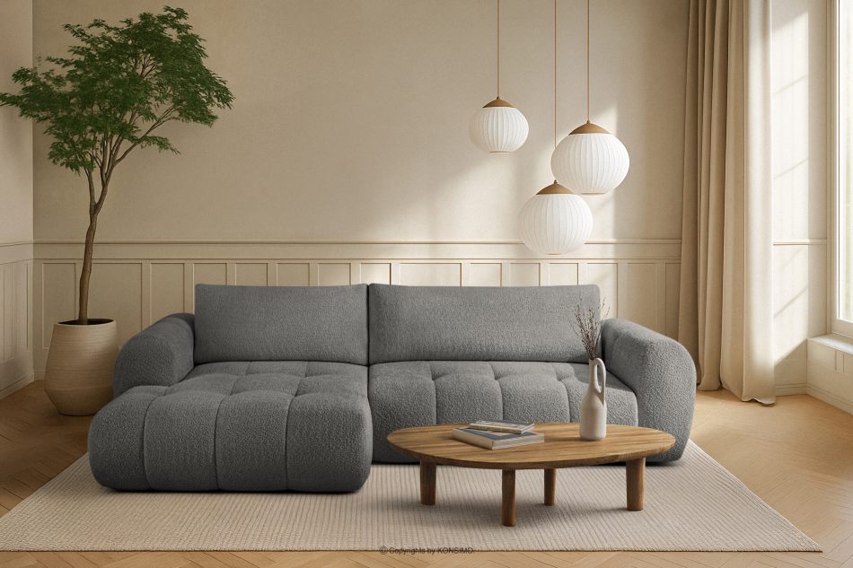 LIRA Ecksofa Boucle im Japandi-Stil dunkelgrau links dunkelgrau - Foto 21